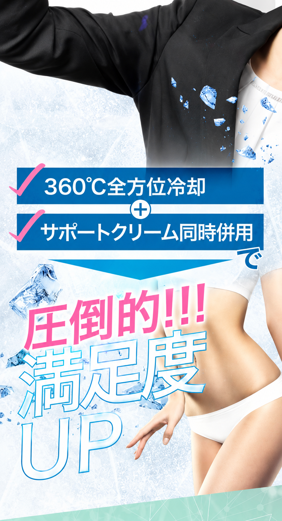 360℃全方位冷却＋サポートクリーム同時併用で圧倒的満足度UP！